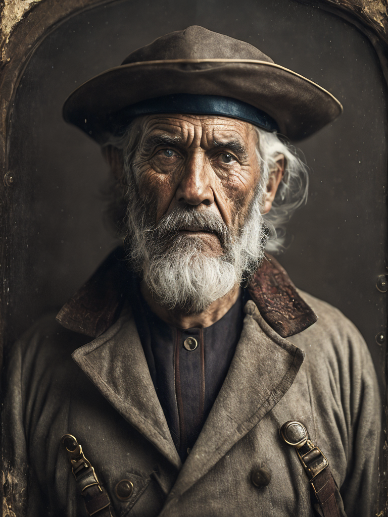 a wet plate photograph of a grizzled old sea captain