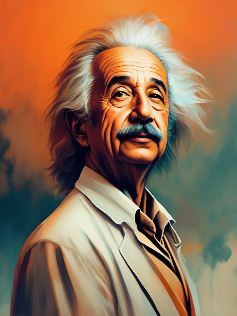 modern popular photo Albert Einstein, stylish, sunset, pastel colors --quality 2 --s 750 --v 5.2