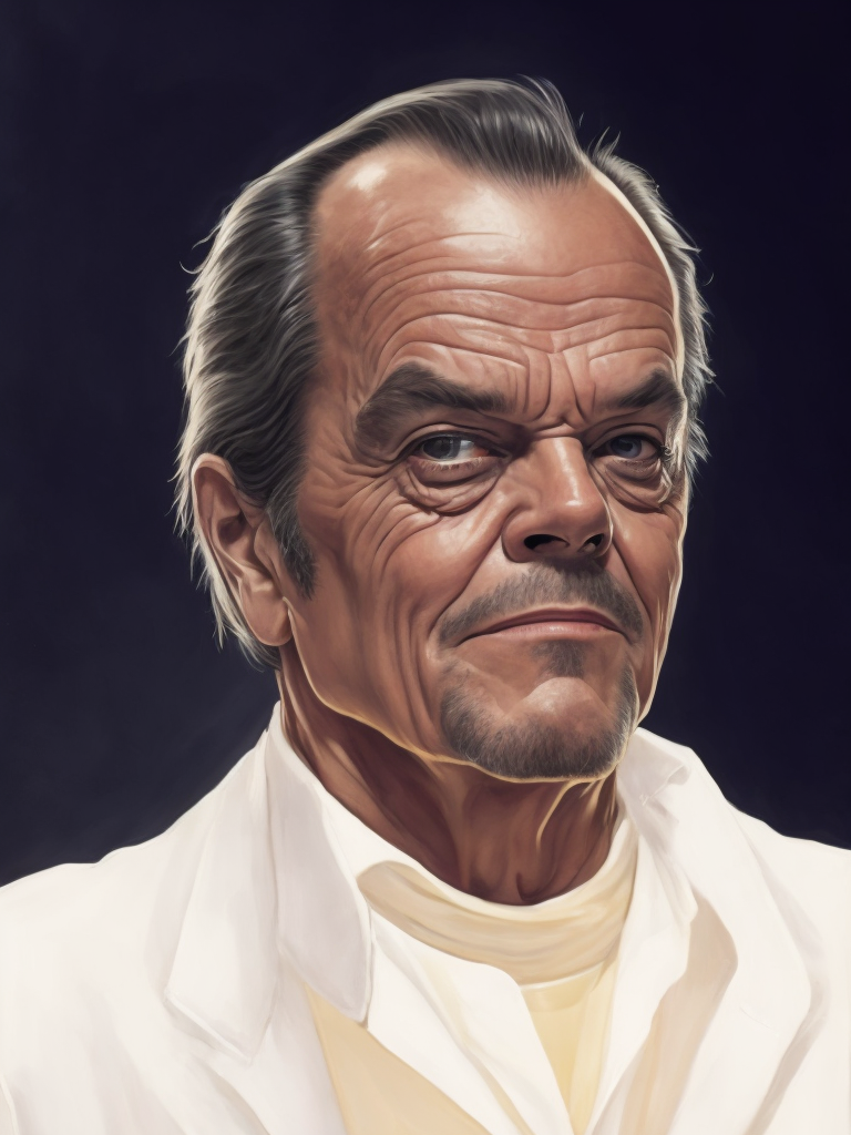 Jack Nicholson, Hero portrait, Illustration, Painting, Comic, Acrylic, Gouache, Ink, Cover, Art, UK, style of Glenn Fabry