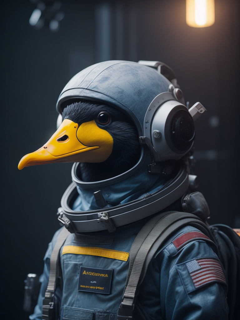 A little duck with an astronaut suit digital art