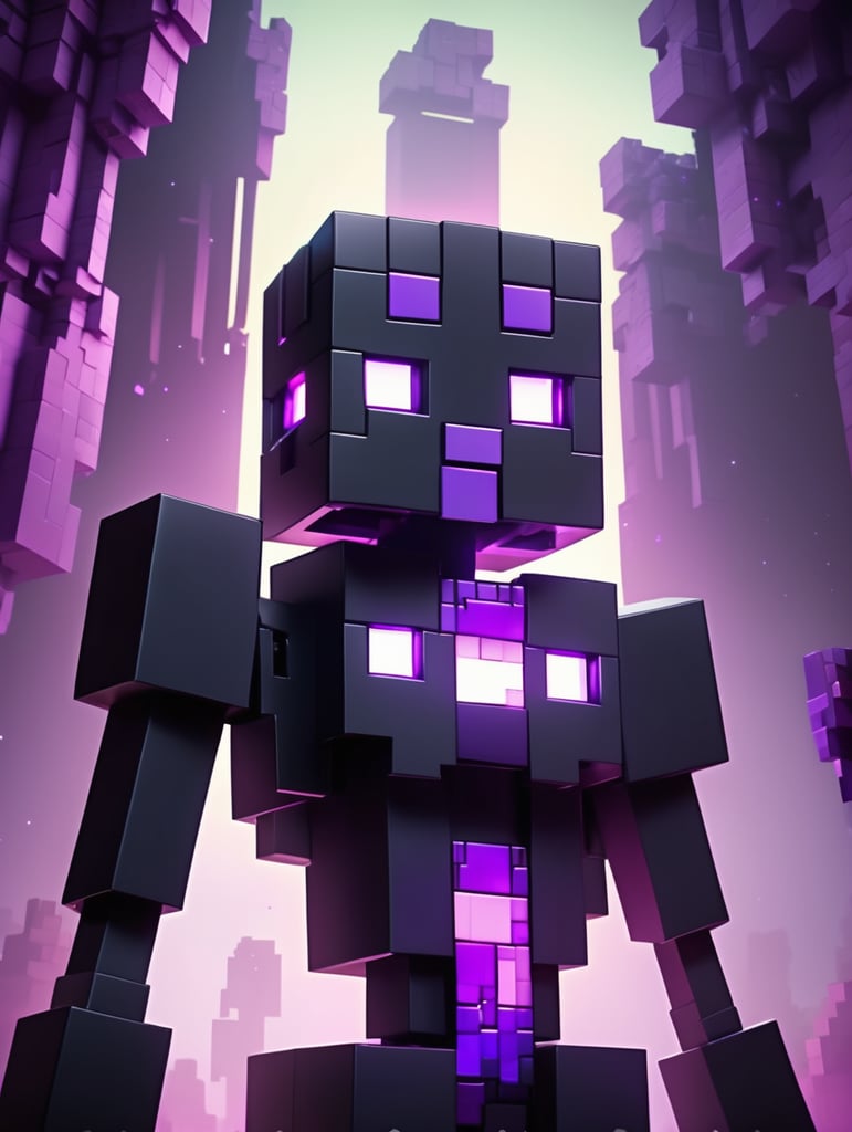 Minecraft Enderman.Make it look like in the video game. More video-gamey. Make it a female. More VIDEO_GAMEY