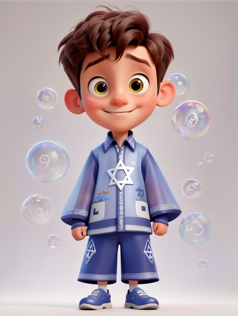 seven year old jewish boy with a transparent background