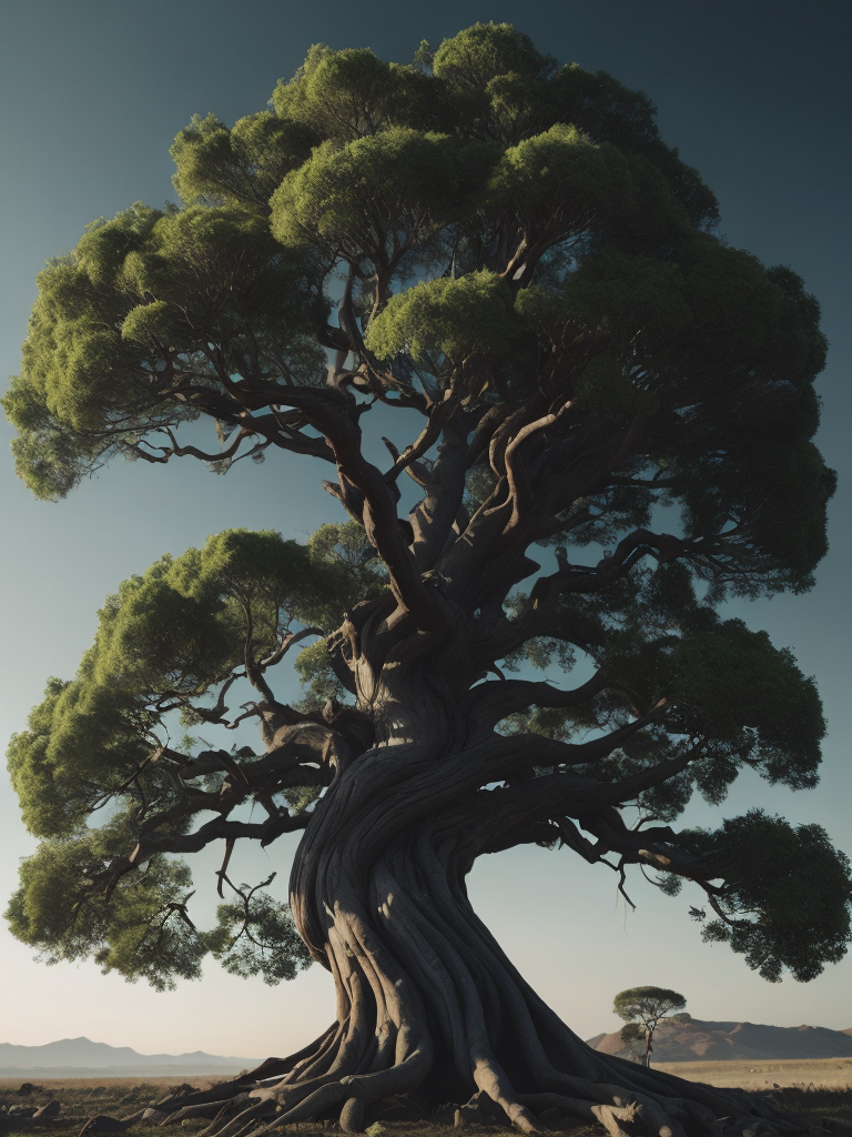 a photo of a large majestic tree with twisted trunk with a transparent background