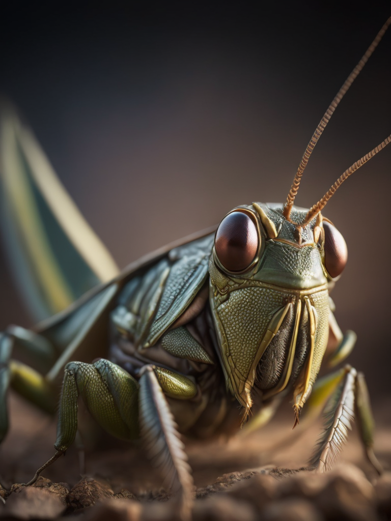 Grasshopper macro photography, close-up, high-quality details, deep focus, professional shot