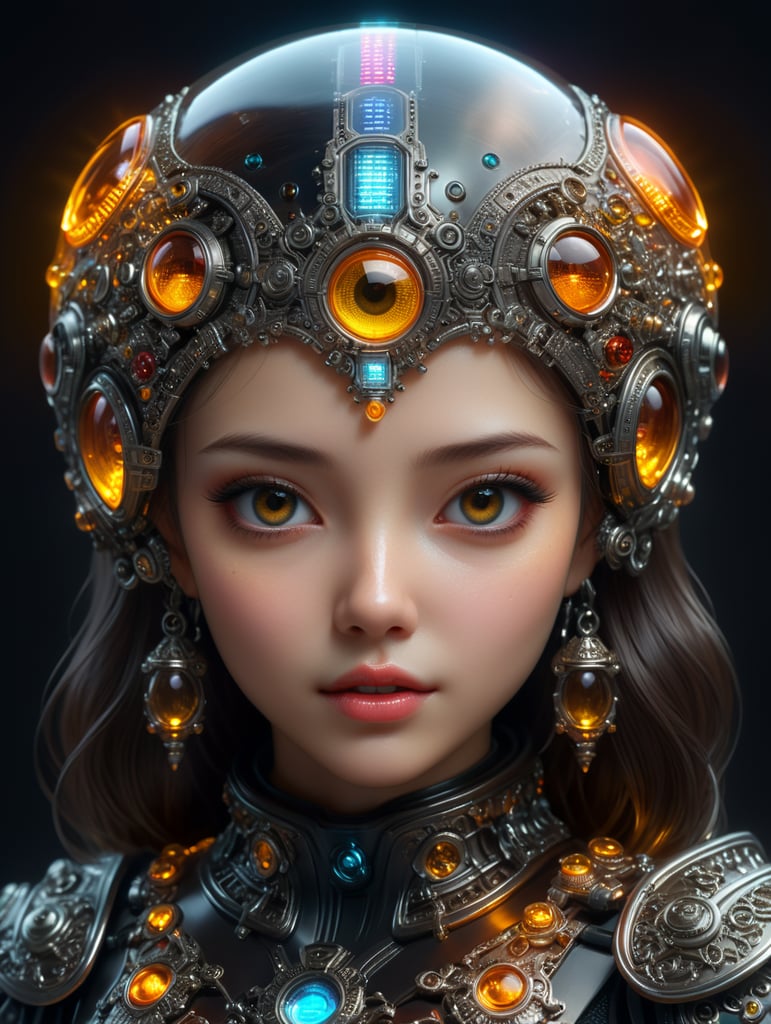 Cute aesthetic, a (tiny cute translucent polycarbonate women) with an led screen face, emoticon, stunning render, intricate details