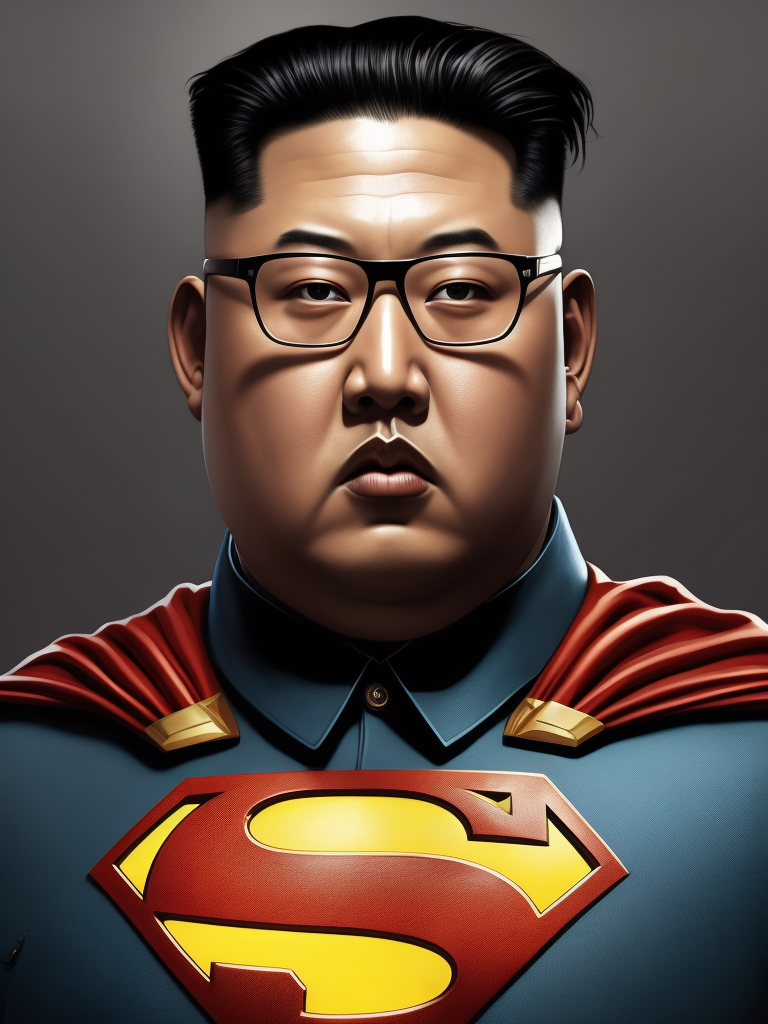 Kim Jong Un Superman, Hero Portrait, Comics, Marvel, Horror, USA, style of Richard Corben