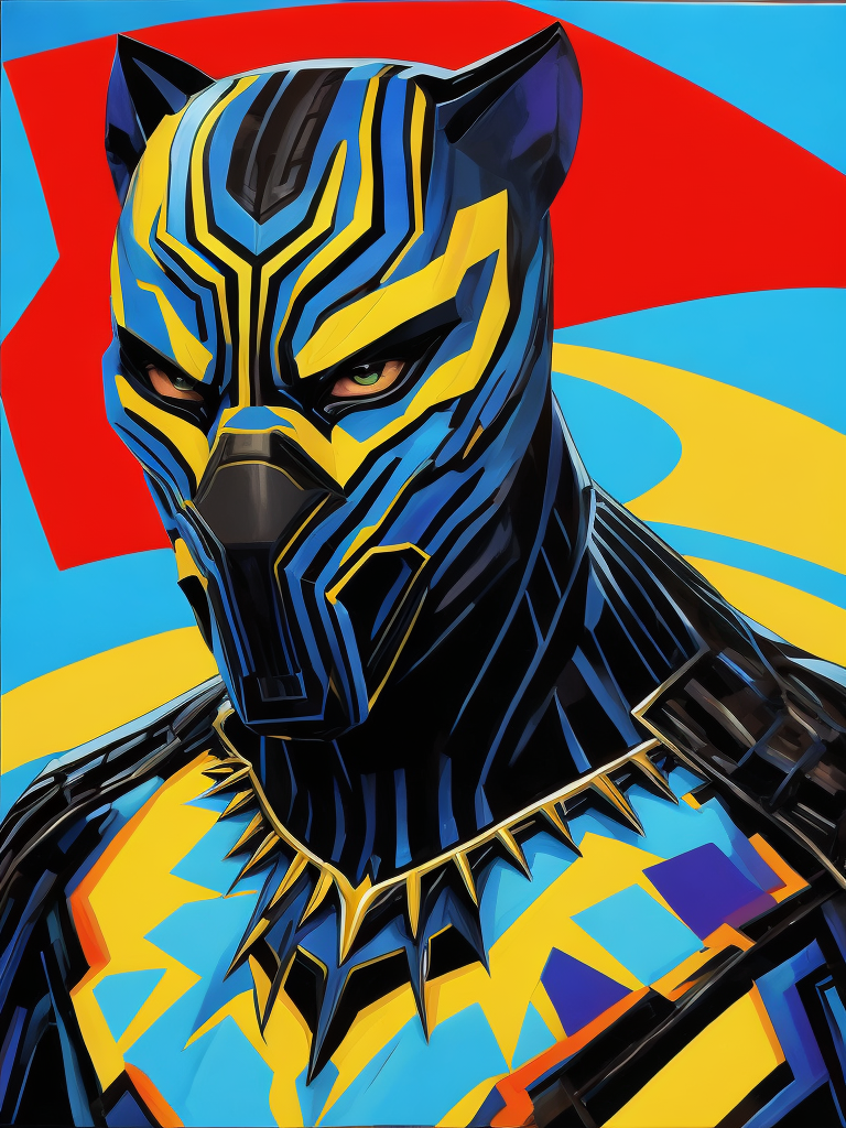 Ryan Gosling black panther, style of Romero Britto, Painting, Acrylic, Pop-Art, Brazil