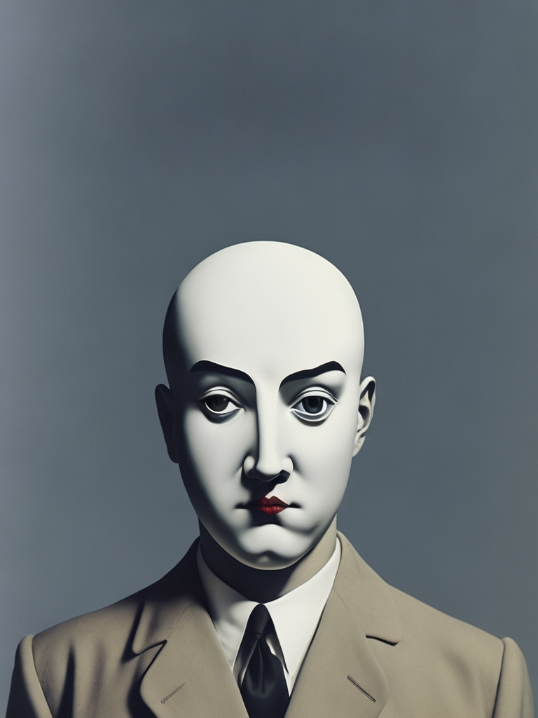 Creepy white face by rene magritte
