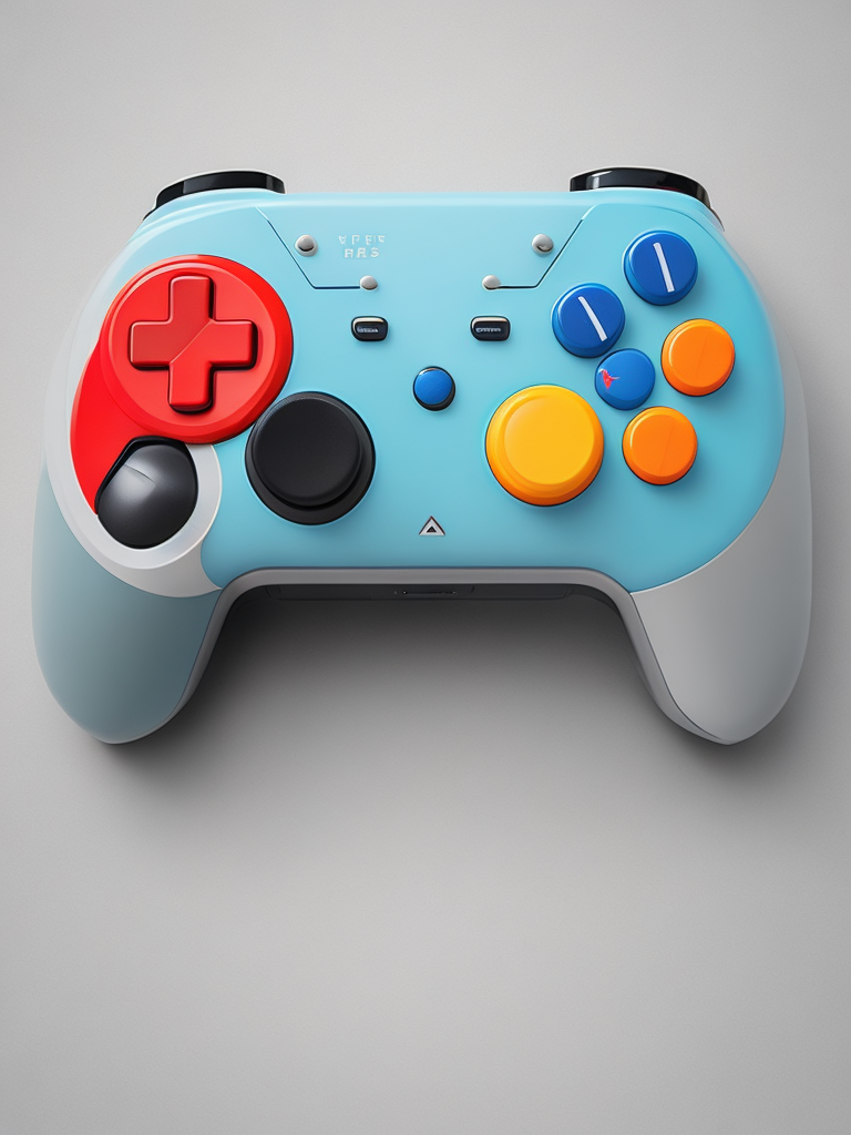 A cute video game controller, colorful transparent plastic, design by dieter rams, hyper detail, 4k,white background, studio lighting ,internal illumination