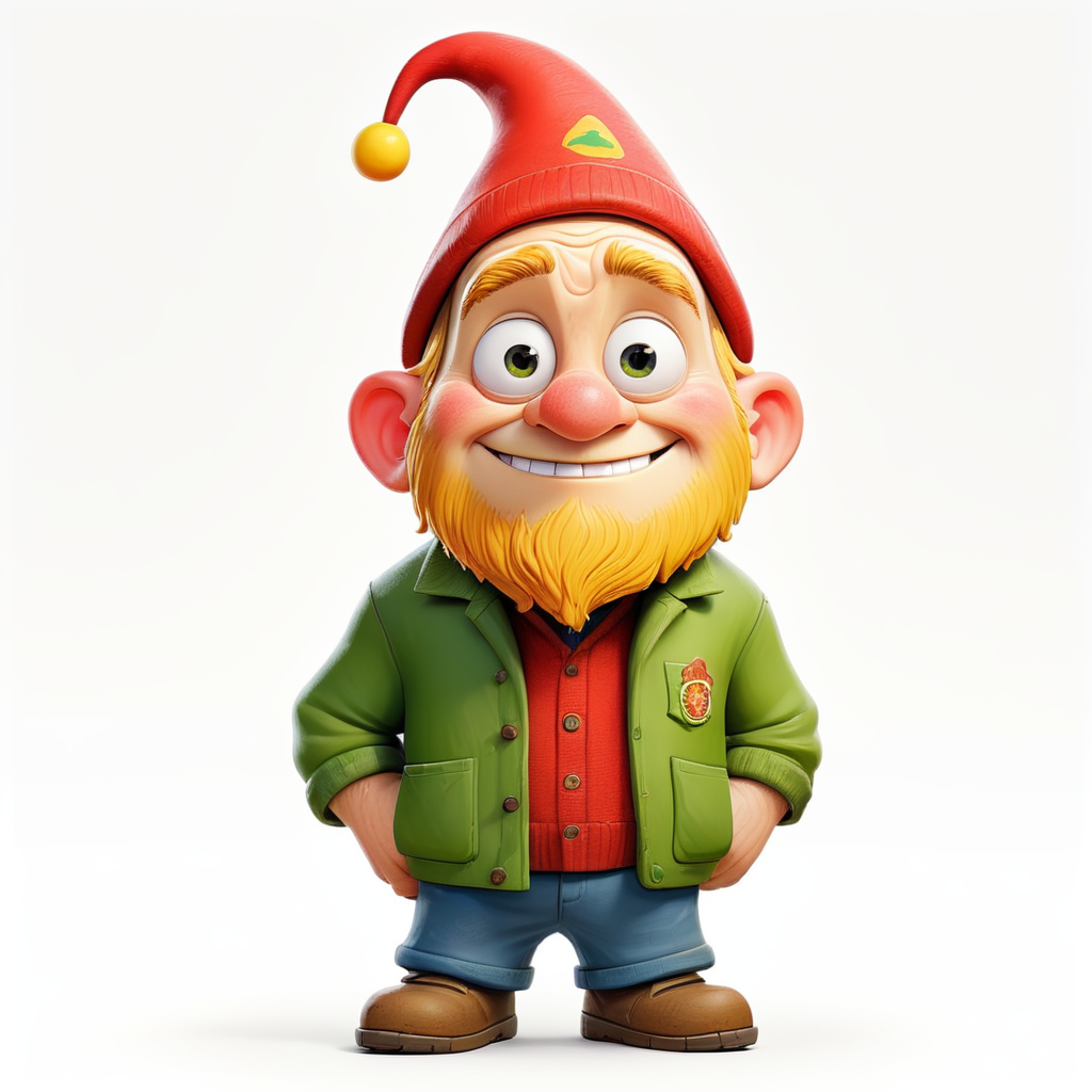 Christmas Gnome Clipart, full body, in the style of Richard Scarry on white background