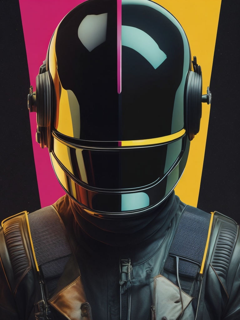 Portrait of daft punk, ultra realism, super detailed, neon colors, magazine cover, professional shot, magazine photography, bright saturated colors, sharp focus, highly detailed