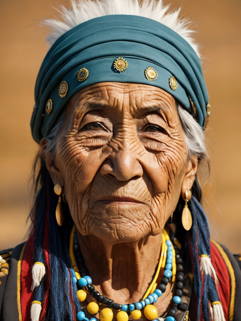 native american old woman in national dress