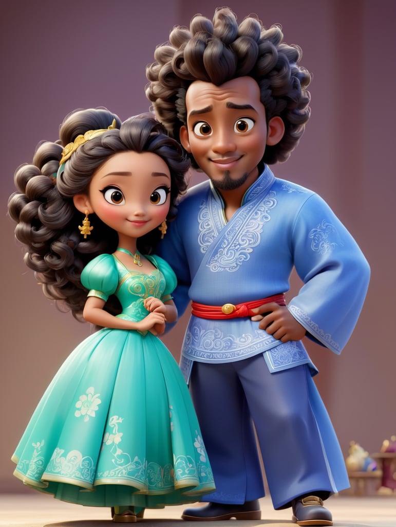 Disney somali man with curls with disney chinese girl