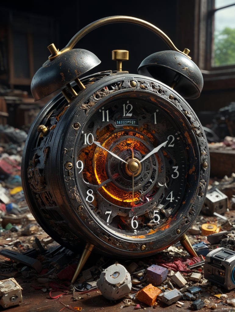 Alarm clock smashed to smithereens in the palm of one hand