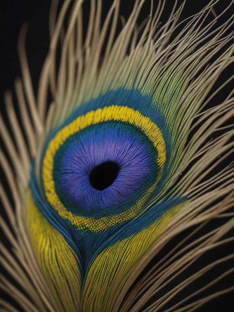 Флейта, перо павлина, желтый