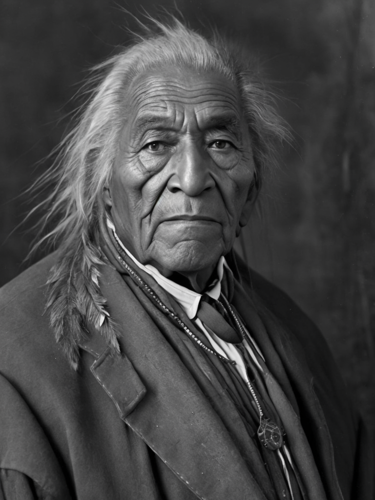 Canada's First Nations people, rare historical photo, black and white photography, a old man, redskin, native Americans