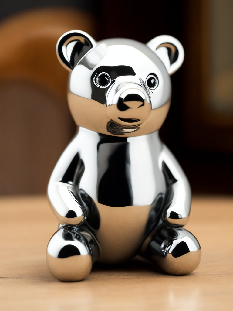 small chrome figure of a bear toy