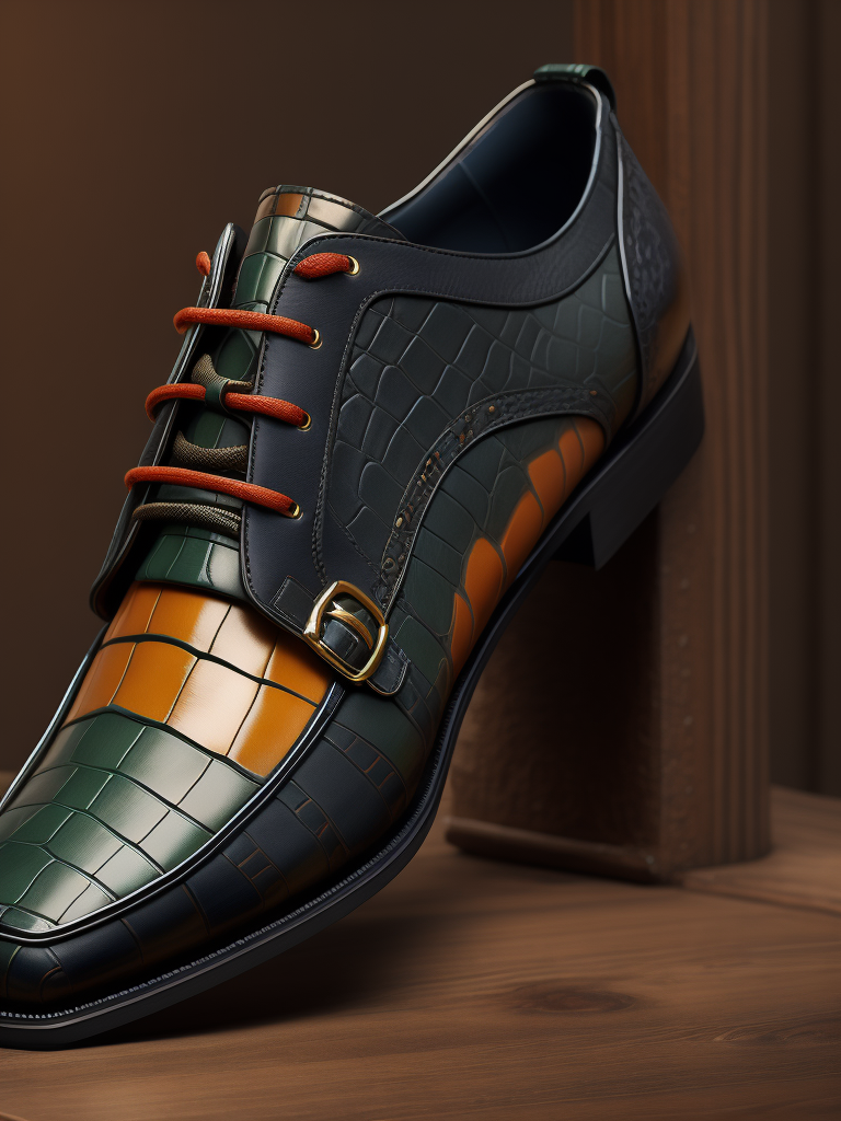 Super realistic gucci mexican gator skin shoe 3d octane render