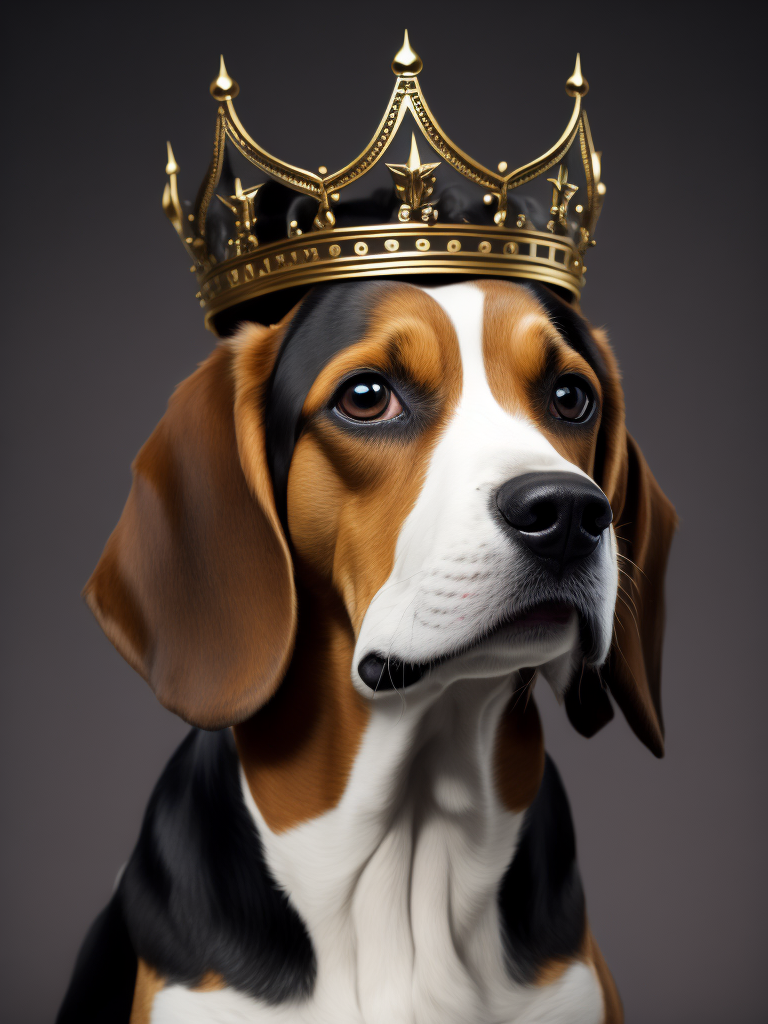 beagle with a crown
