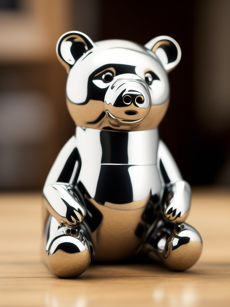 small chrome figure of a bear toy