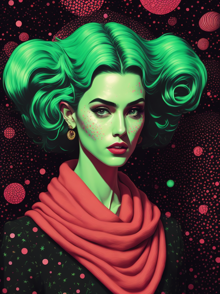 pink green black cream noise patterns risograph girl, happy surrealism, fashion, shot on sony, edited with Maya, Nuke, Blender, Fusion, Houdini