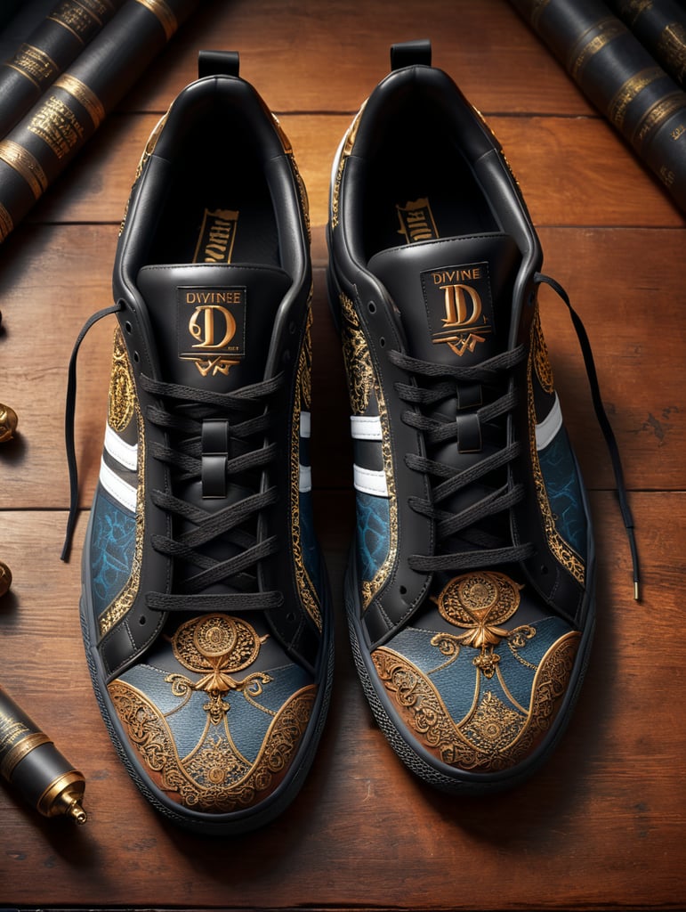 Designer sneakers with the word ‘divine’ clearly inscribed