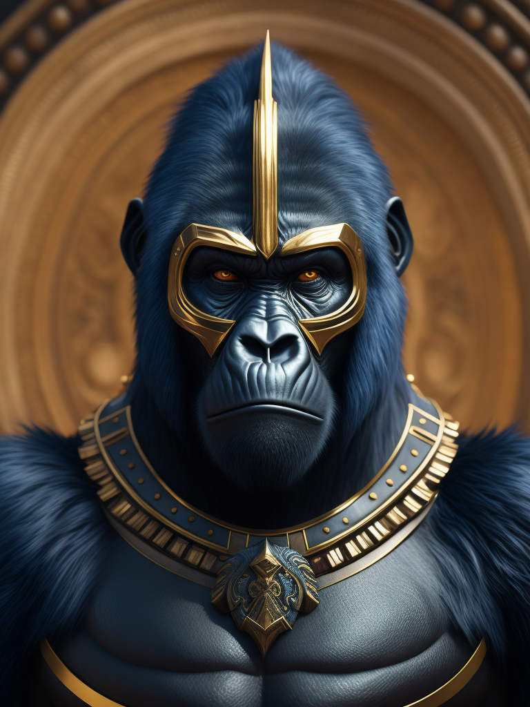 gorilla blue color with spartan helmet gold