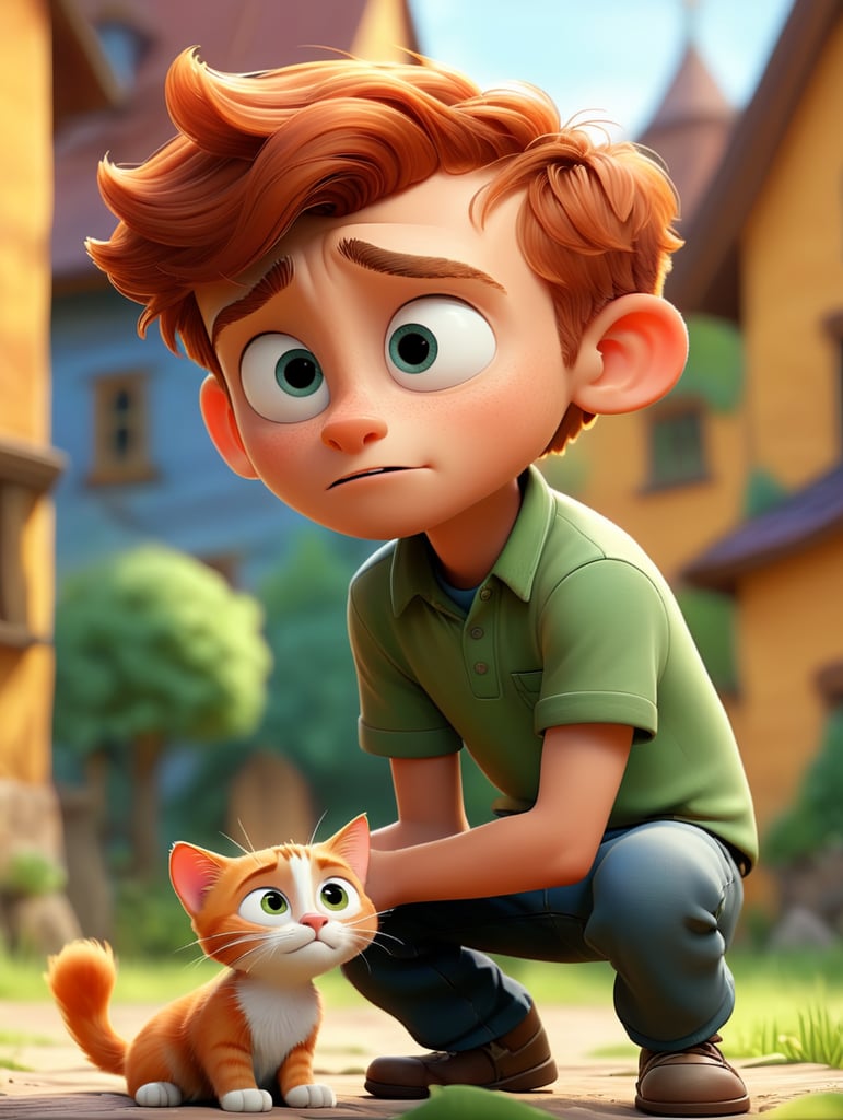 Рижий кіт і хлопчик