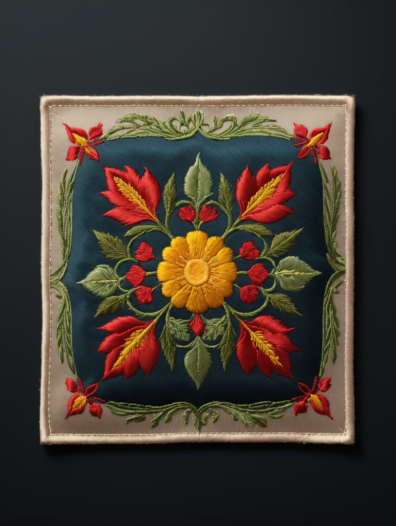 a blank fabric embroidered square patch, isolated, neutral background, Mockup, mock up