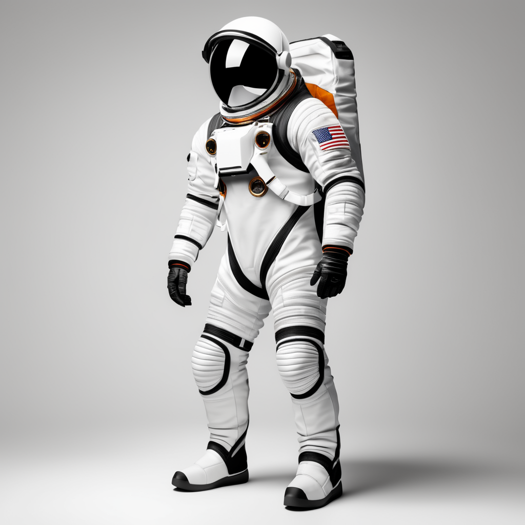 3d space suit on a white background with sharp edge, stand alone, clear, isolated on white background, center of the canvas