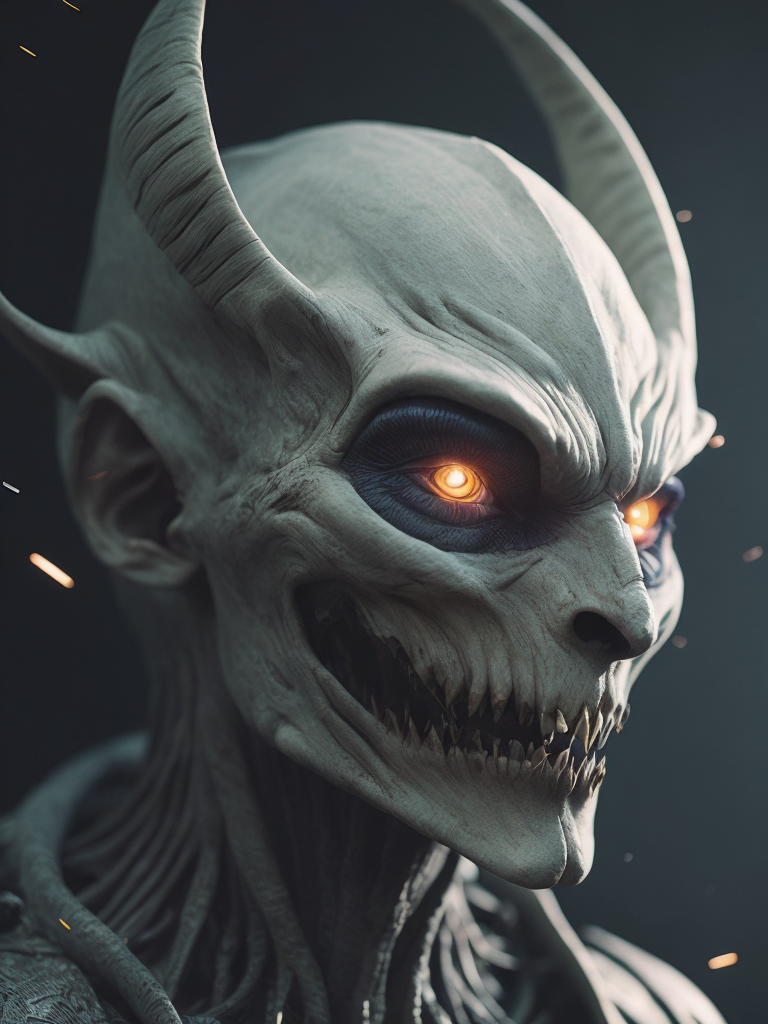 fantasy alien concept art, scary, white