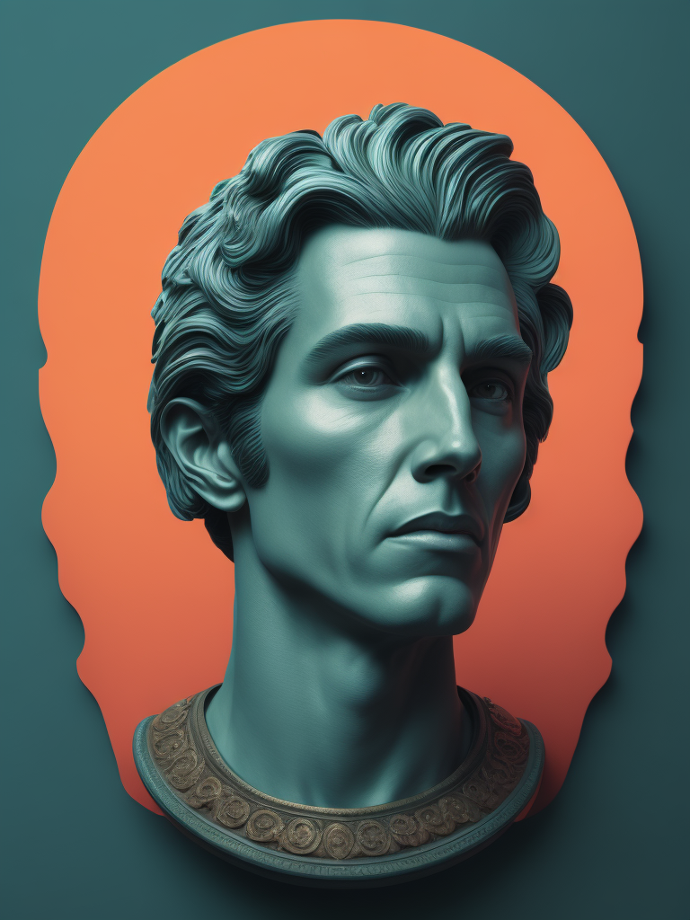 Human head on a pink colored background, in the style of dark cyan and light aquamarine, neoclassical sculptures, photo - realistic techniques, light cyan and orange, fluid photography, photo - realistic hyperbole, neoclassical figures, live eyes