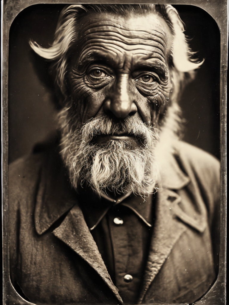 a wet plate photograph of a grizzled old sea captain