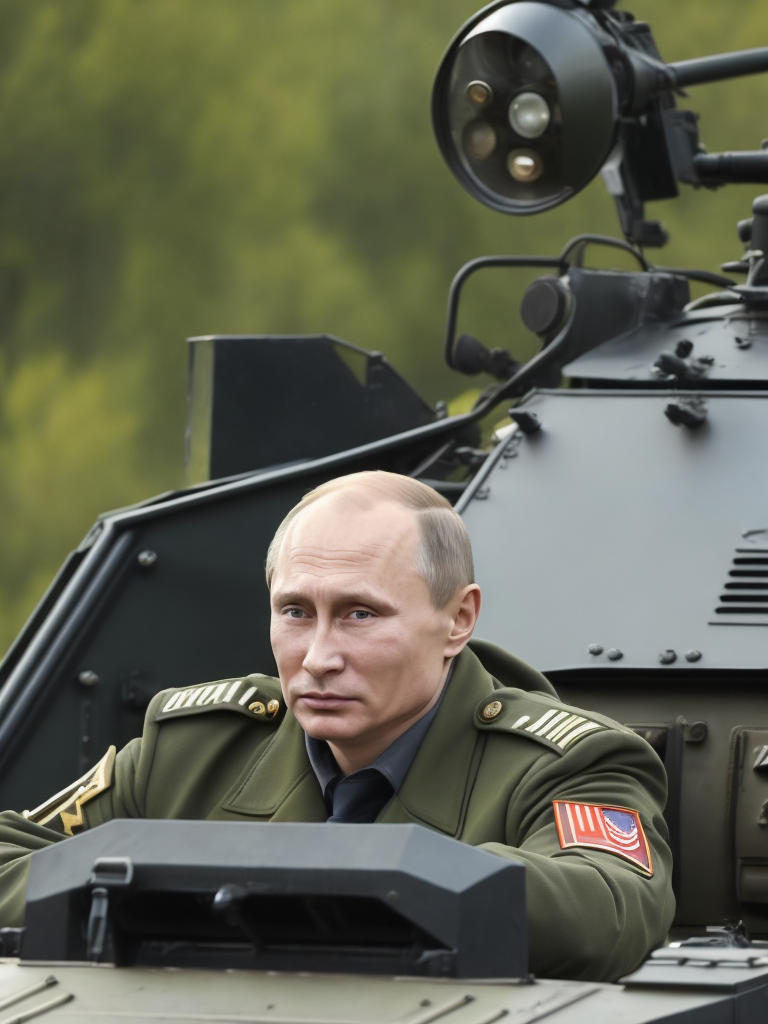 vladimir putin in military clothing sitting in a tank