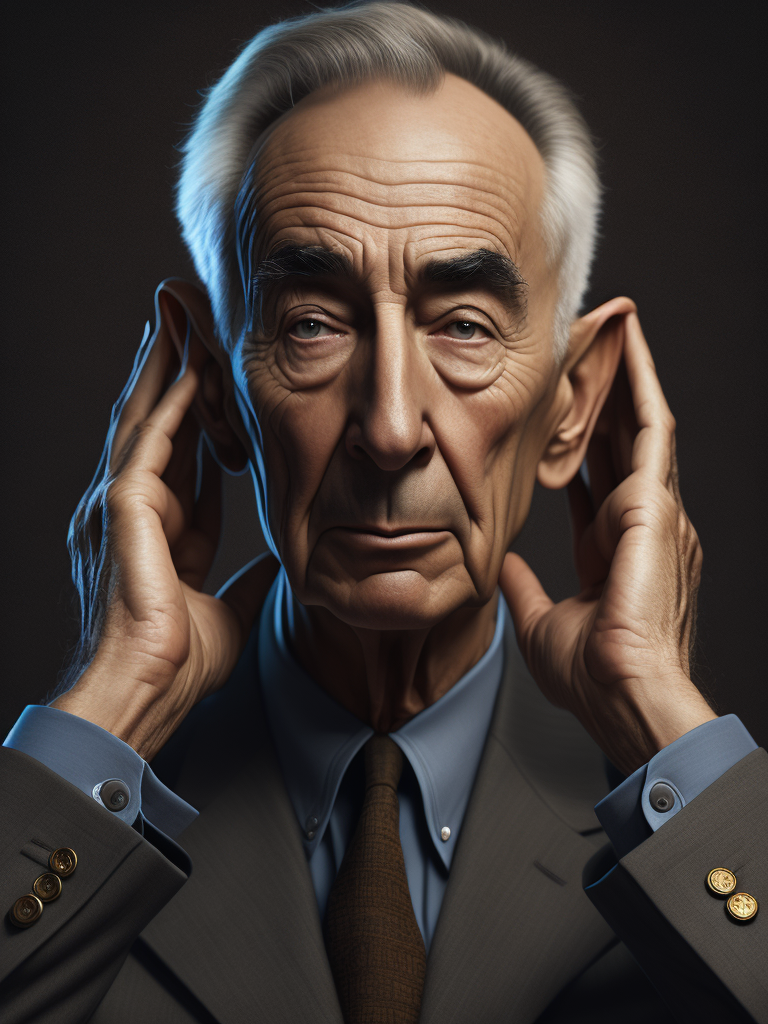 Robert Oppenheimer covering his ears