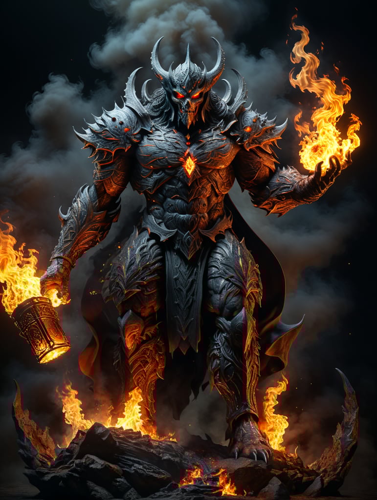 fullbody deamon with fire --doll