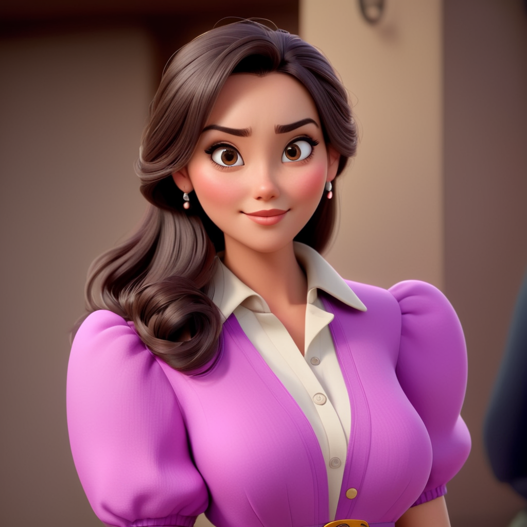 Beautiful woman, disney pixar style