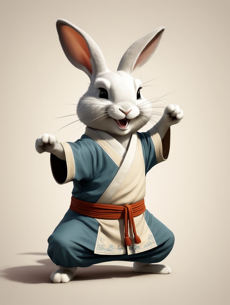 Premium Free ai Images | happy kung fu rabbit