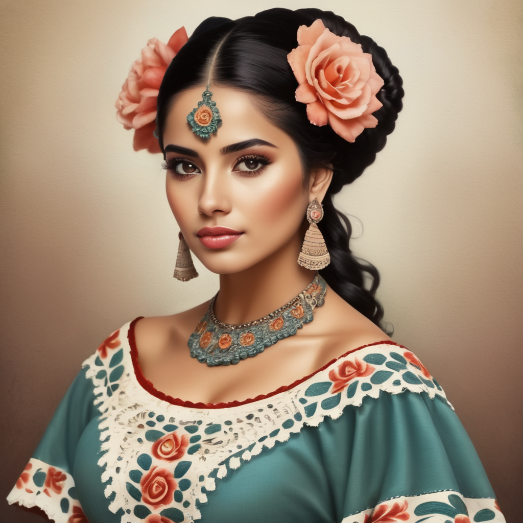 Mexican traditional beautiful lady image