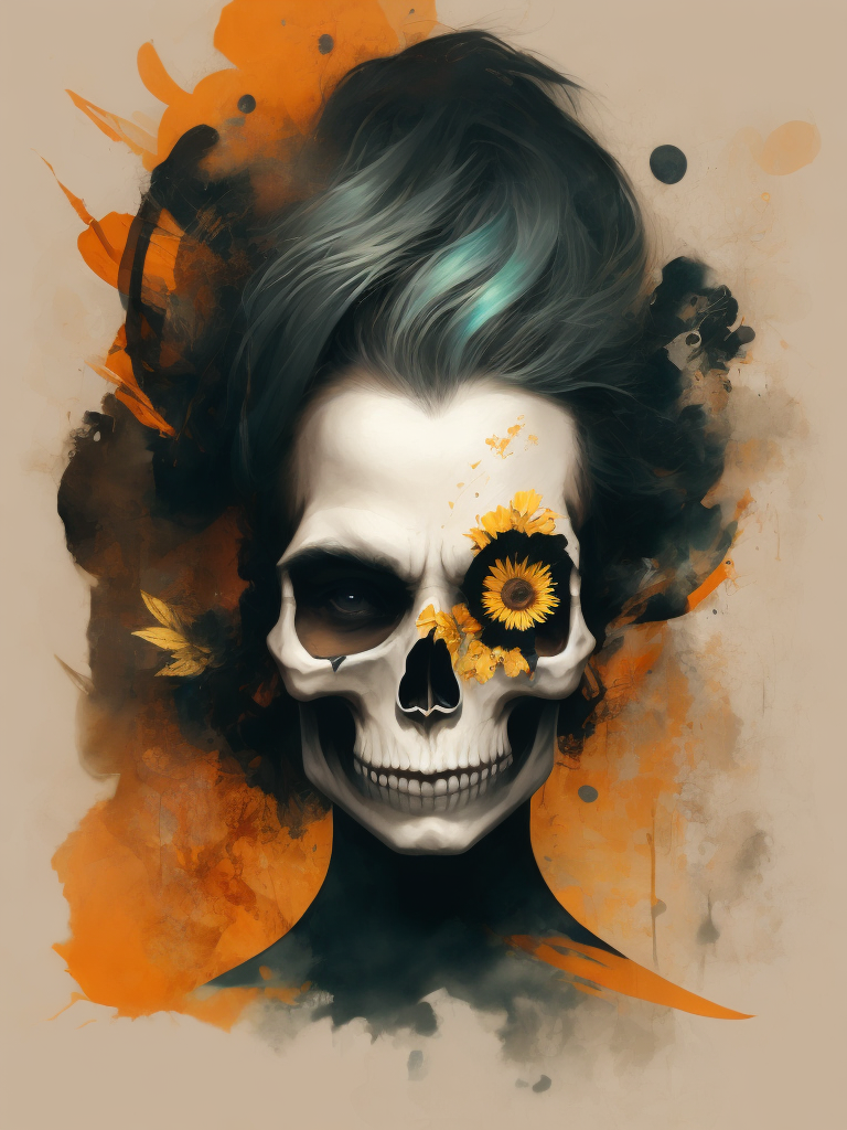 3 4 marble skull with gold filigree inlay surrounded by black sunflowers model made of Hiroaki Takahashi art ultra perfect composition 3d liquid detailing fluid acrylic by Greg Tocchini, James Gilleard, Joe Fenton Kaethe, Butcher Bosch, Dan Mumford, Kandinsky art style [collage] [splatter] [streak] [crop] [cut]