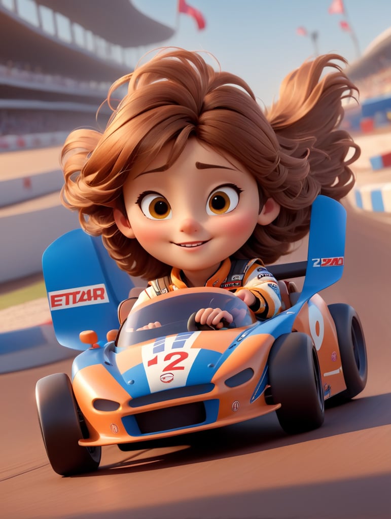 A race car pilot, brown hair