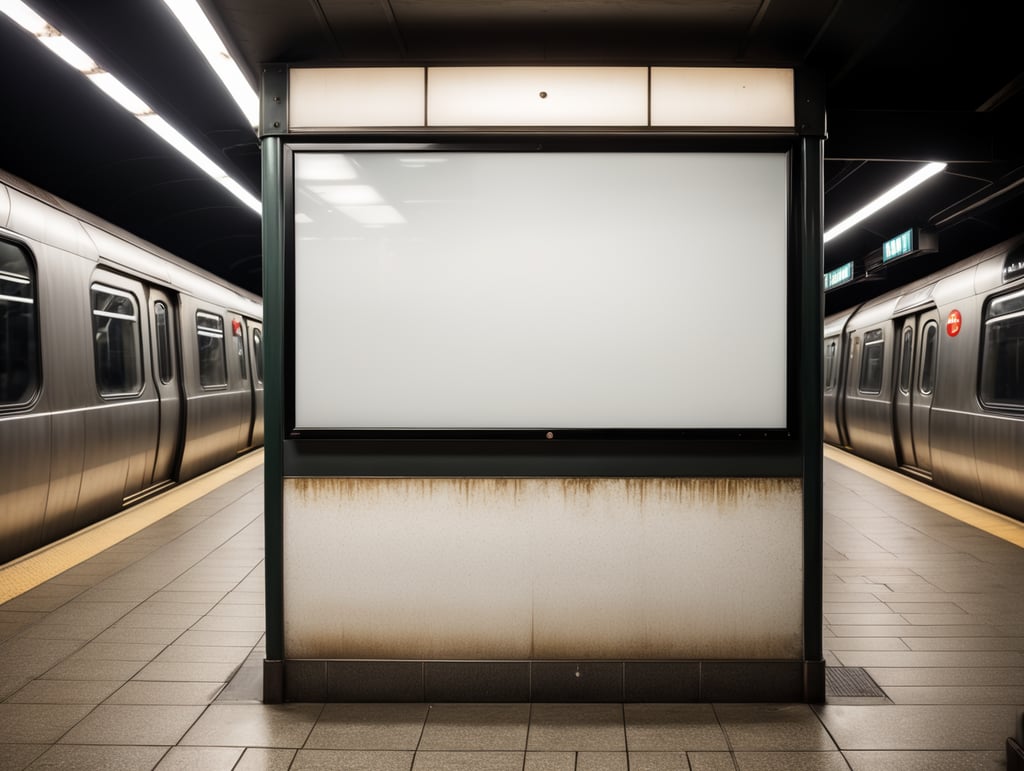 subway blank white billboard, mockup, mock up