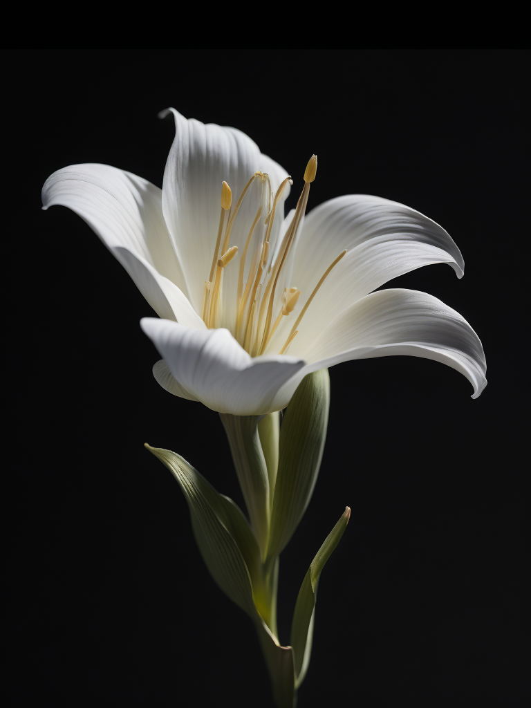 lily flower, black background, deep colors, dark atmosphere, contrasting light