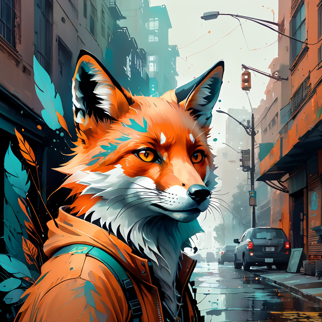 pattern, Fox, leaves