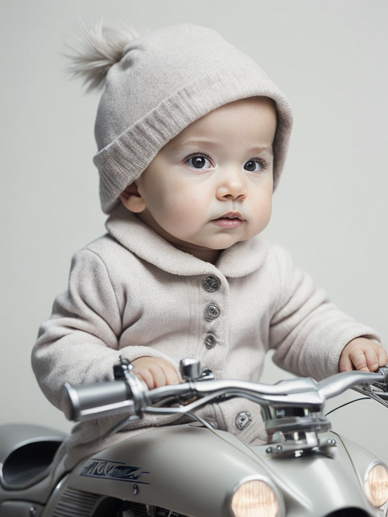 Little baby on a motorbike