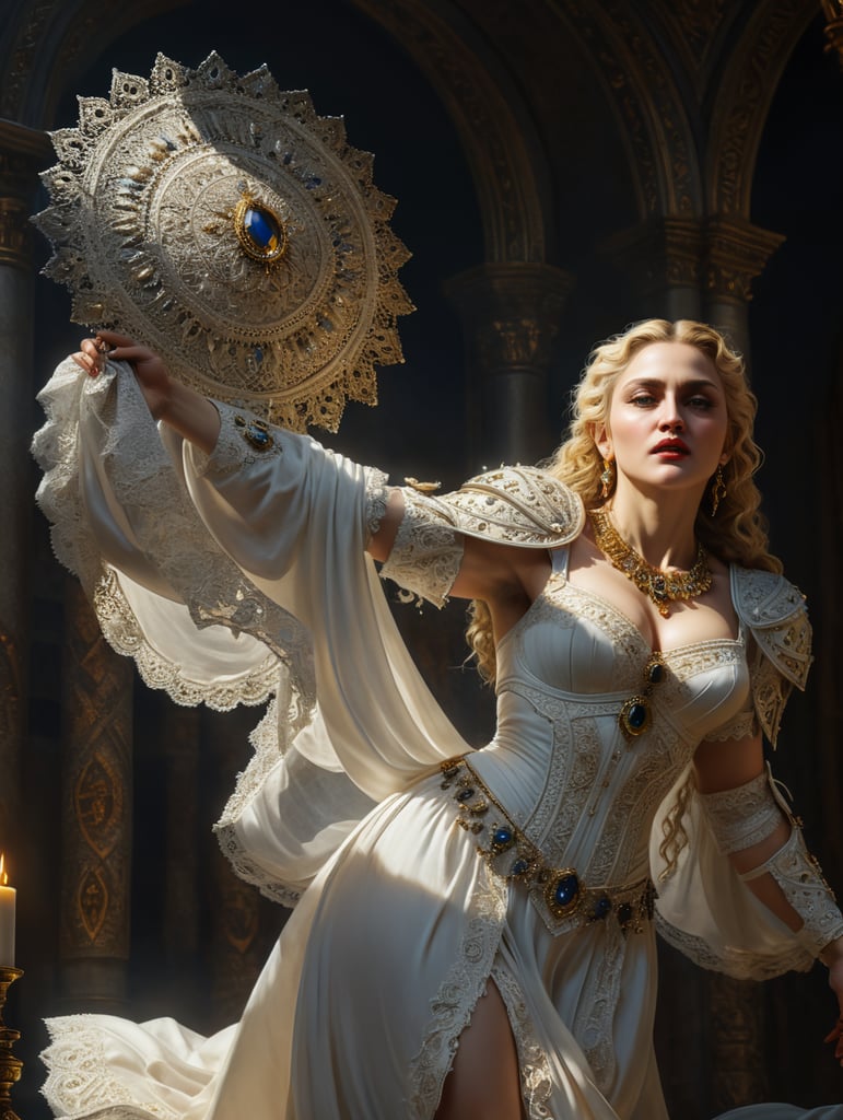 Madonna in white drees renaissanse