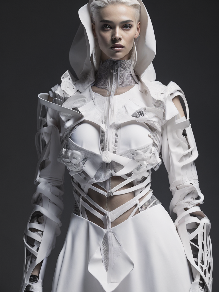 Wearable architecture, architectural fashion accessories exoskeleton, structured, skeletal futuristic streetwear fashion runway look, elegant, intricate, 3d printed, bone like structured fashion, slits, fragments, fractures, geometric, wireframe fashion, skin underneath, see through, vogue japan, gundam, hd, cover, epic, focus, ultra sharp, hyper detailed, epic, focus, ultra sharp, hyper detailed, dystopian fashion, fifth element, futuristic, luxury, elite, cinematic, exoskeleton fashion, nike, y3, yeezy