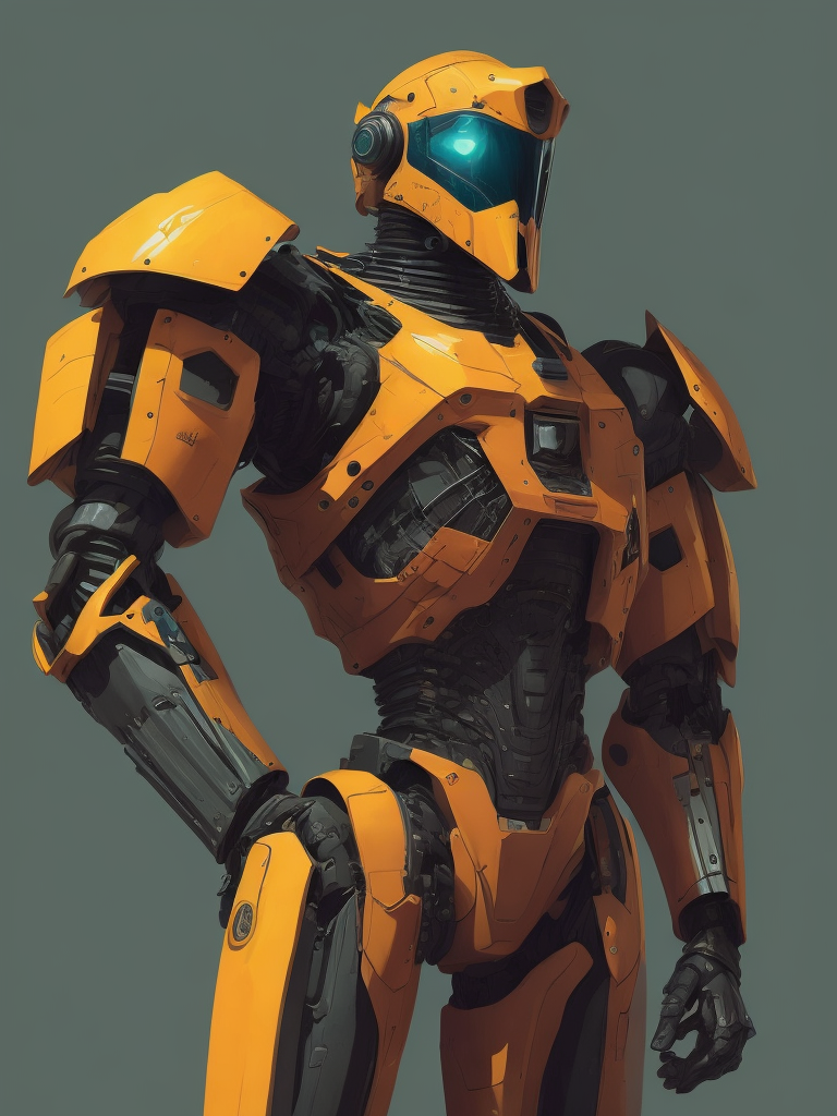 This vibrant artwork by George Wilson is an imaginative illustration of a robot in pulp-style armor.