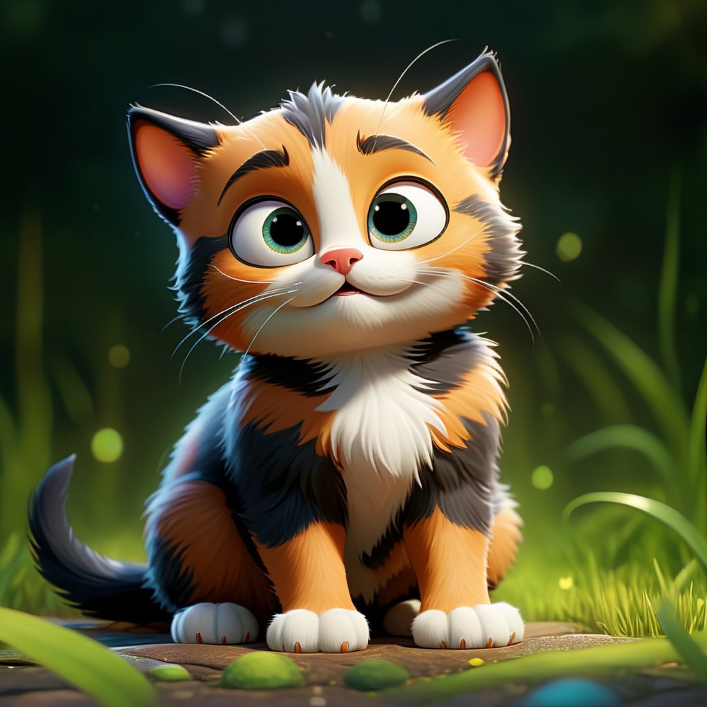 kitten looking happy