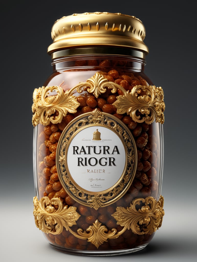 Ragu jar, gold cap, isolated, white background